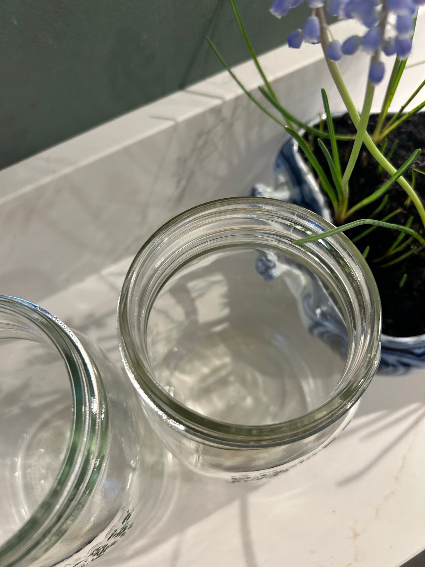 Pair of Vintage Glass Kilner Jars - Rustic Vases - large