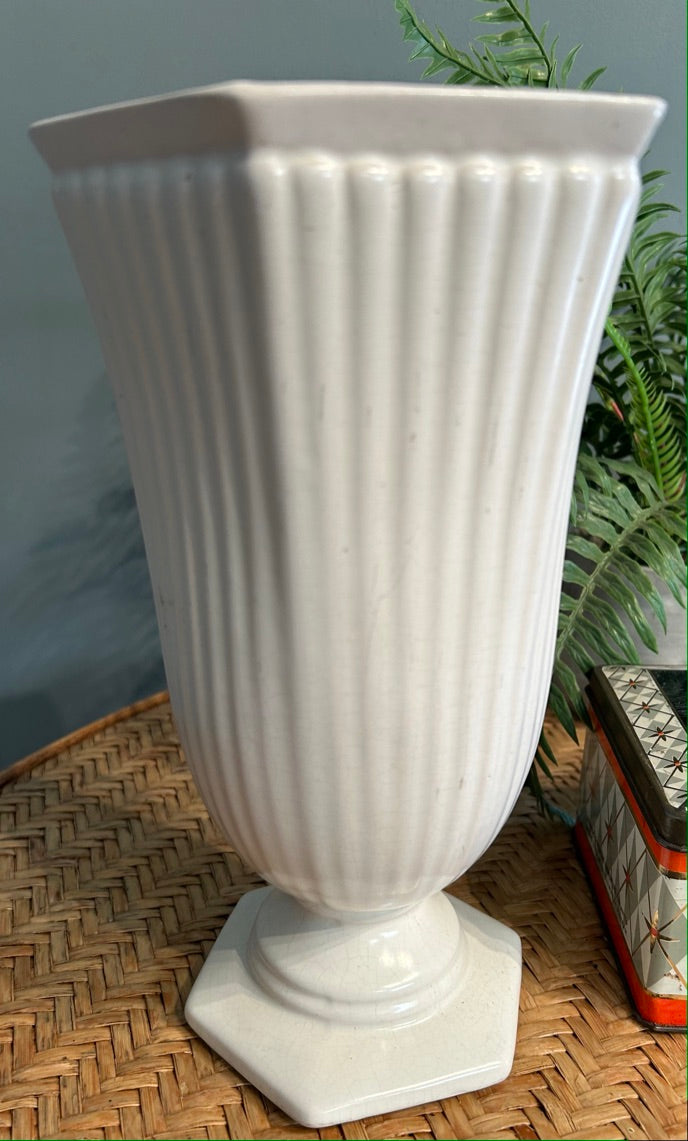 Vintage Arthur Wood Pottery White Mantel Vase