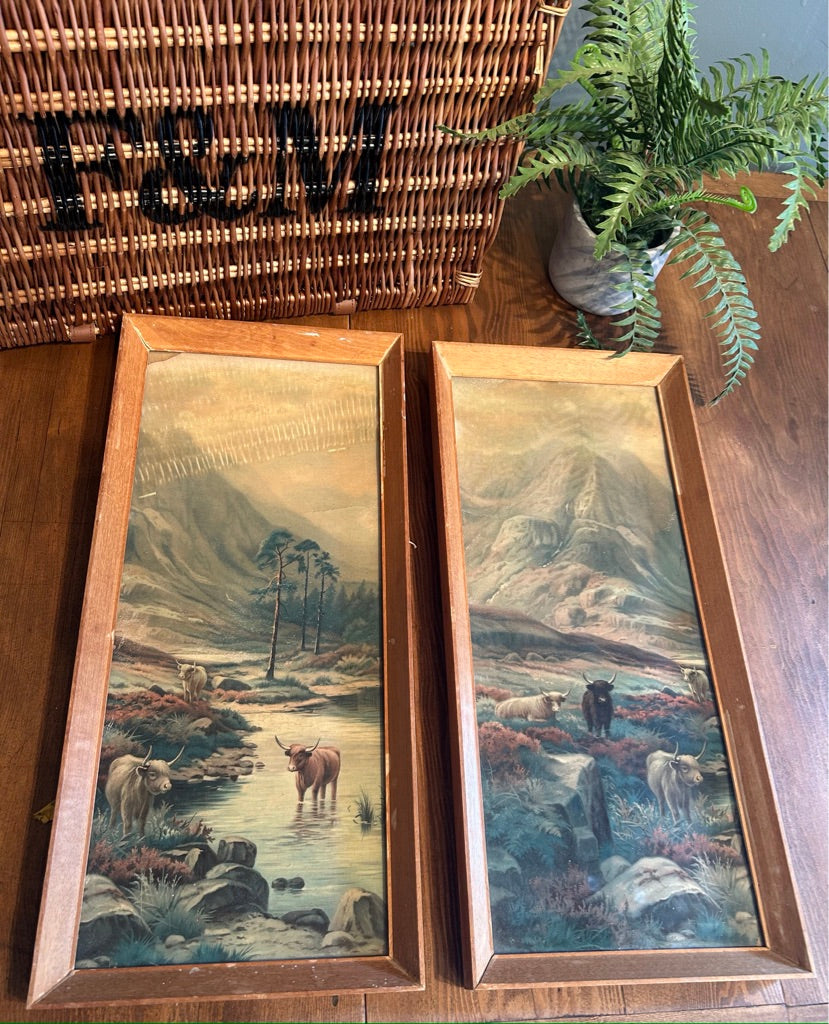 Pair of Vintage Highland Cow
