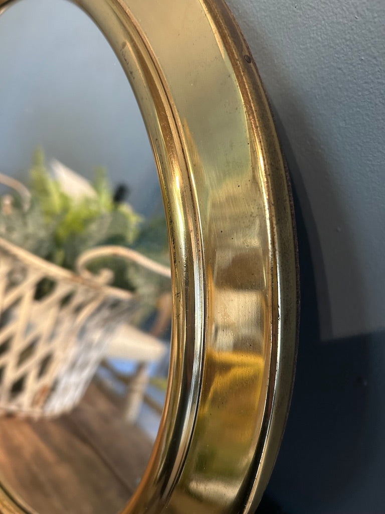 Vintage Brass Round Port Hole Mirror