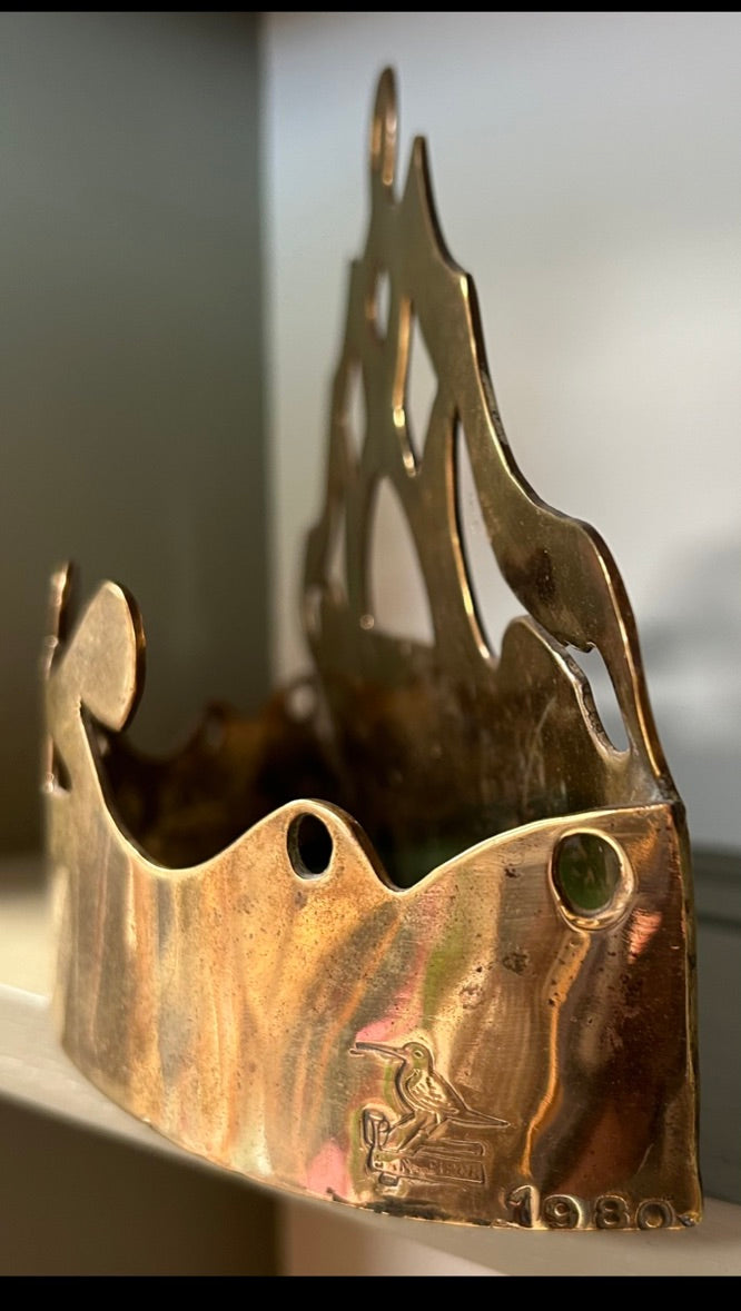 Antique Brass Fireside Wall Pocket