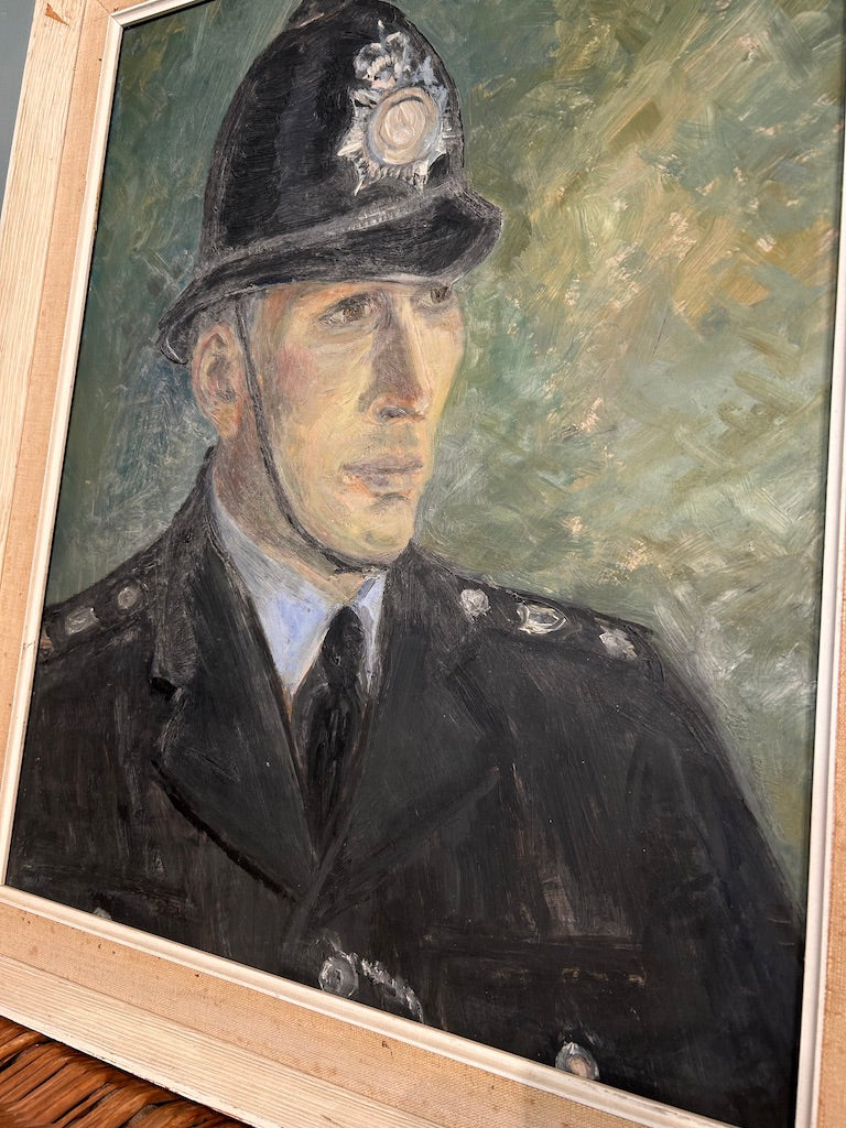 Vintage Policeman Portrait Painting