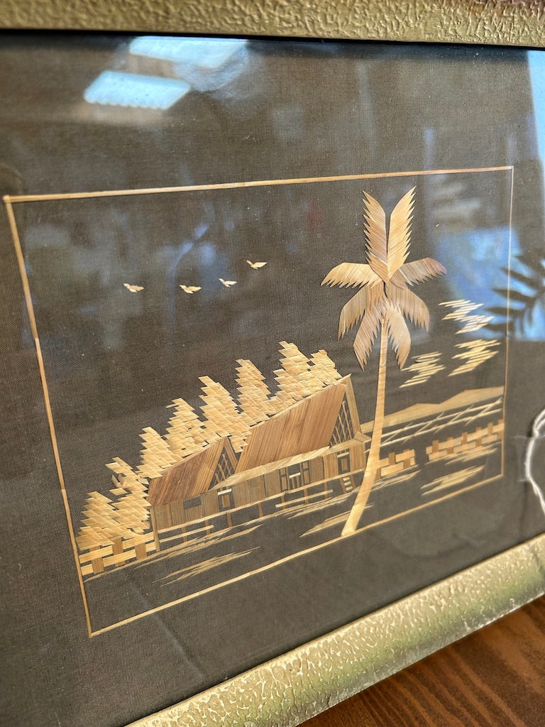 Vintage Straw Art Picture