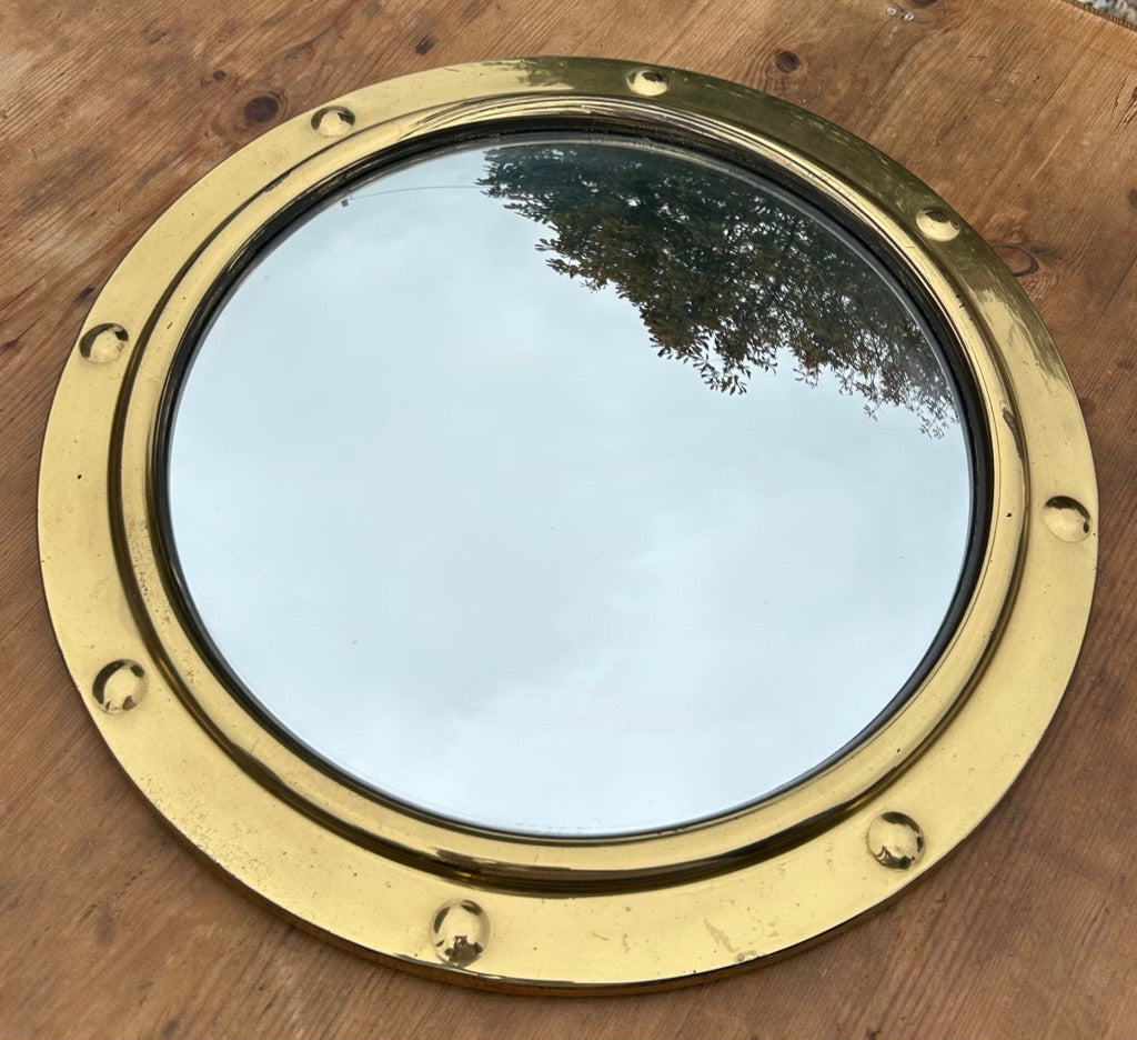 Vintage Brass Round Port Hole Mirror