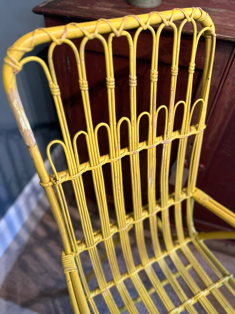 Vintage Bamboo Chair - Painted Yellow