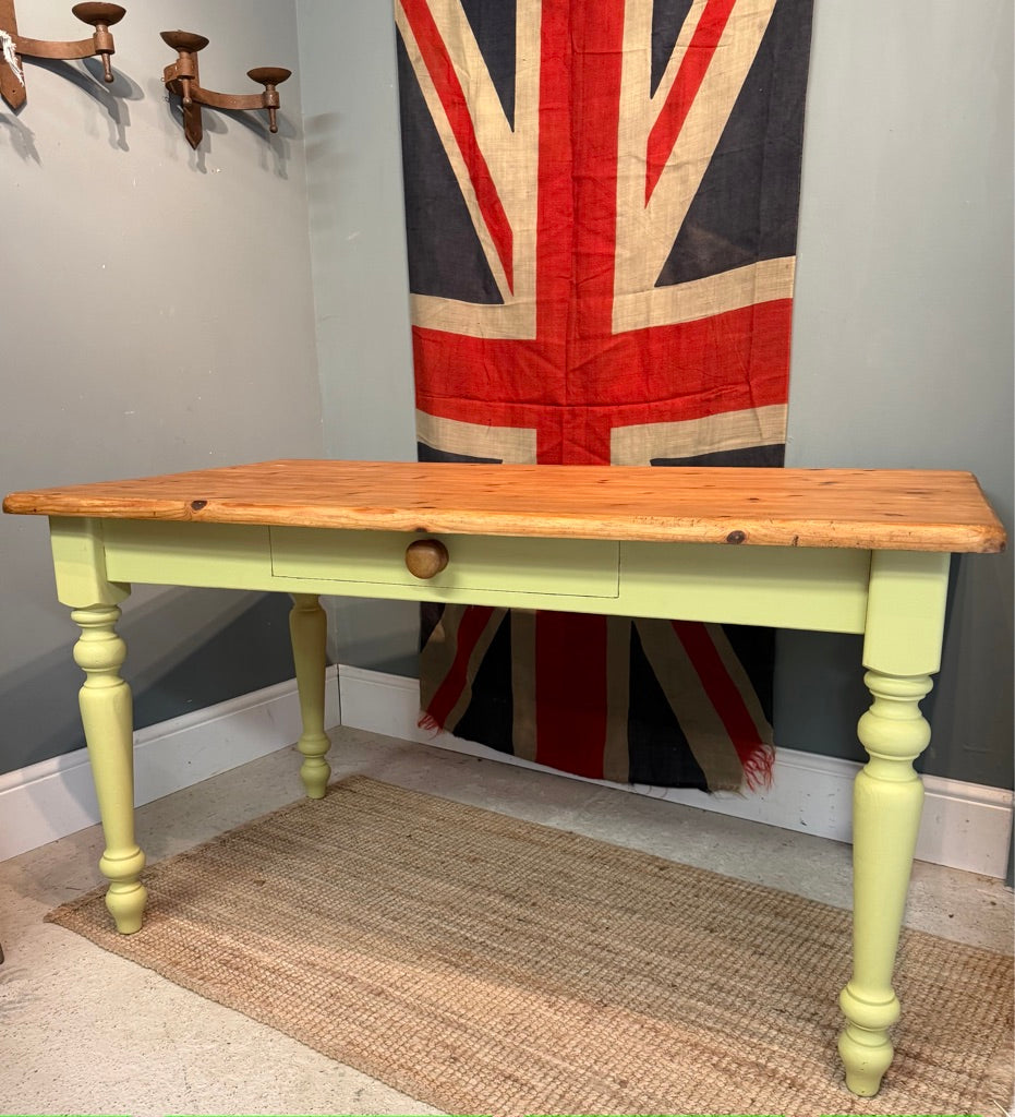 Small Vintage Painted Pine Farmhouse Table