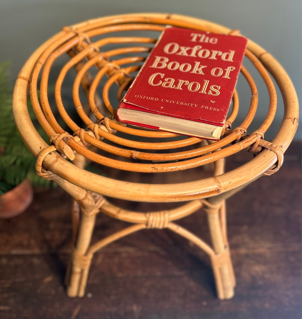 Vintage Round Bamboo Side Table