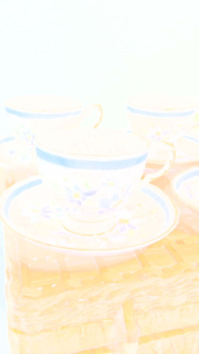 Pretty Vintage Tuscan Plant Tea Cups and Saucers ~ Set of 6