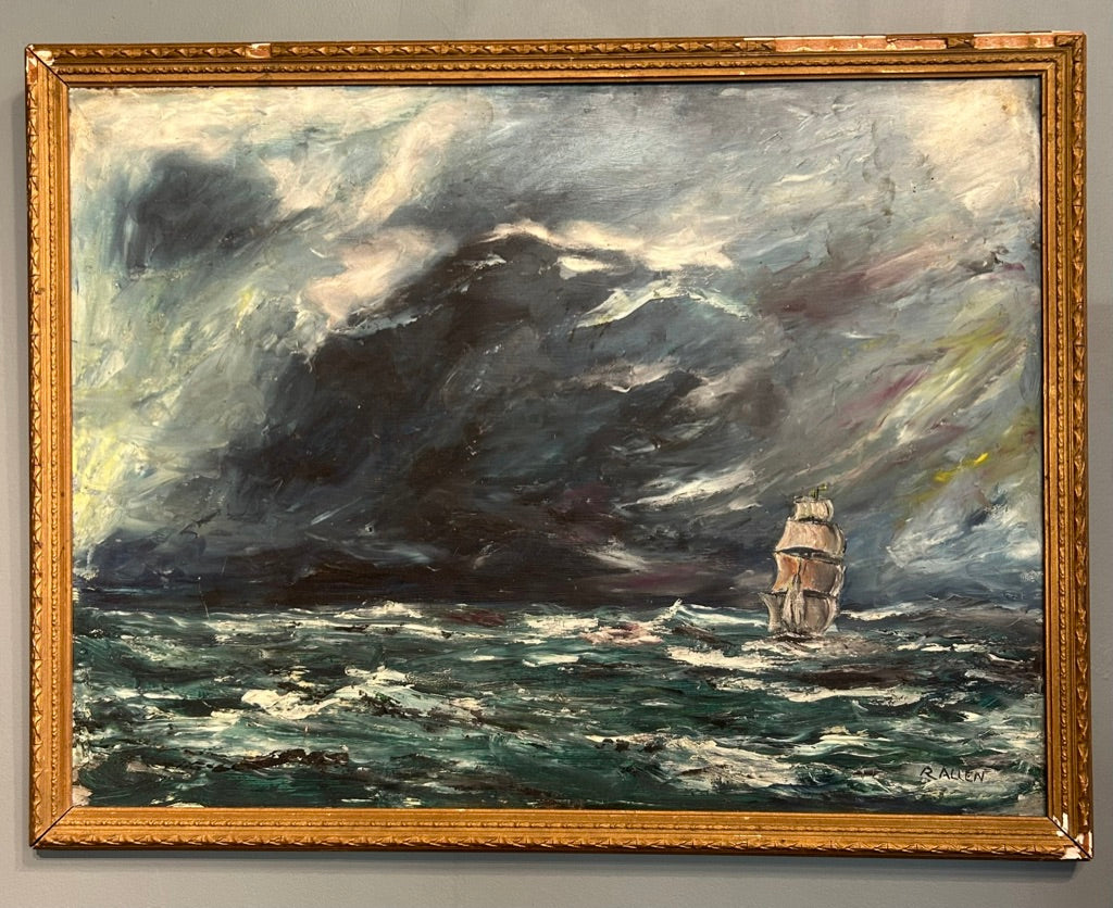Vintage Seascape Painting- Marked R.Allen
