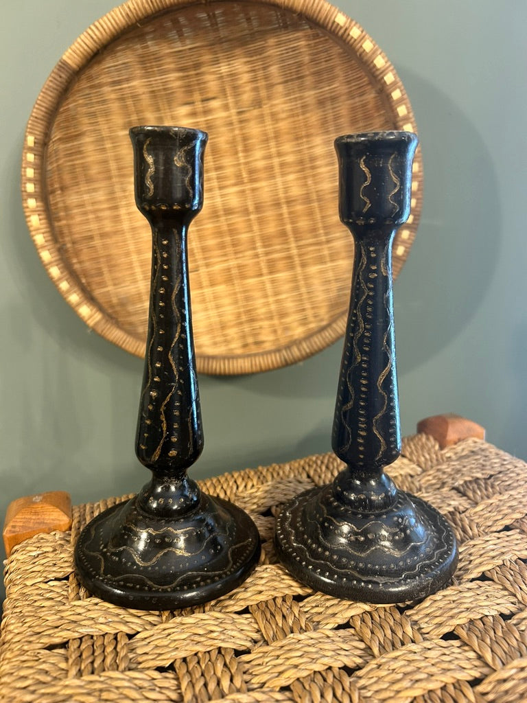 Pair of Antique Naive Candle Stick Holders