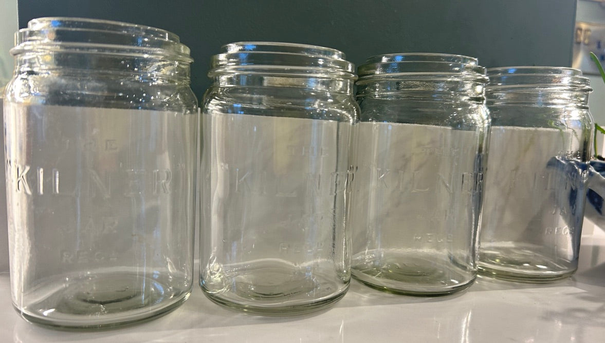 Set of 5 Vintage Glass Kilner Jars - Rustic Vases