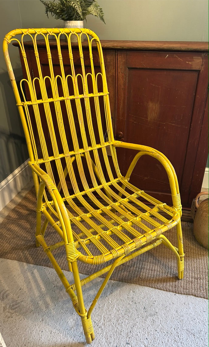Vintage Bamboo Chair - Painted Yellow