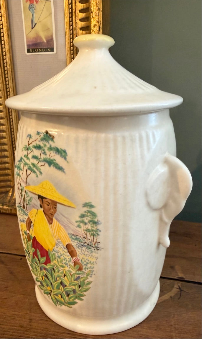 Vintage Sylvac Pottery White Pot - 1050's Tea Caddy Model 3372