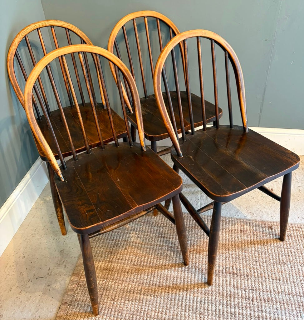 Set of 4 Vintage Ercol Stick Back Chairs