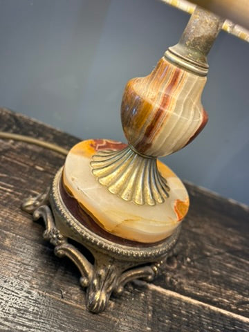 Vintage Onyx Lamp Base with Brass Fittings- Round base