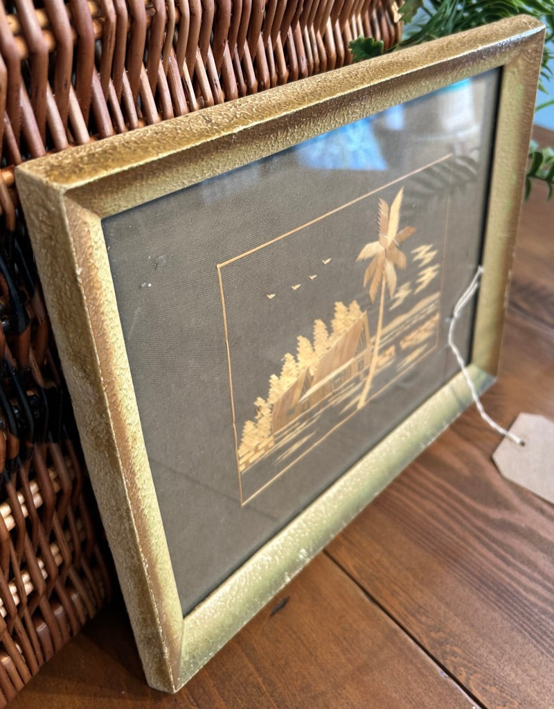 Vintage Straw Art Picture