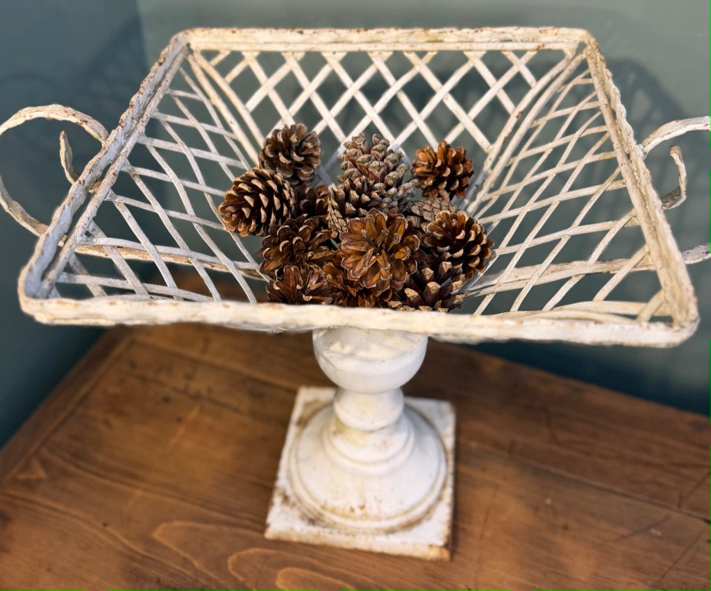 Vintage White Wrought Iron Bowl