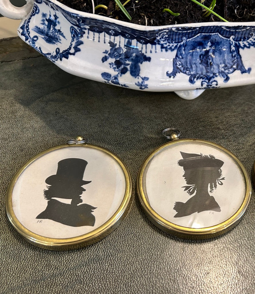 Small Brass Framed Pair of Silhouette Portraits
