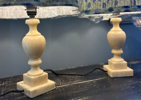 Pair of Vintage Alabaster Lamps