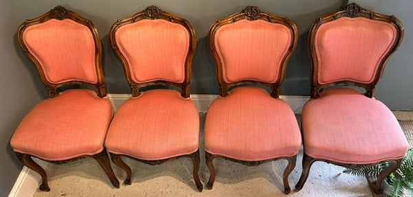 Set of 4 French Victorian Antique Dining Chairs