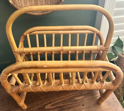 Vintage Retro Bamboo Magazine Rack