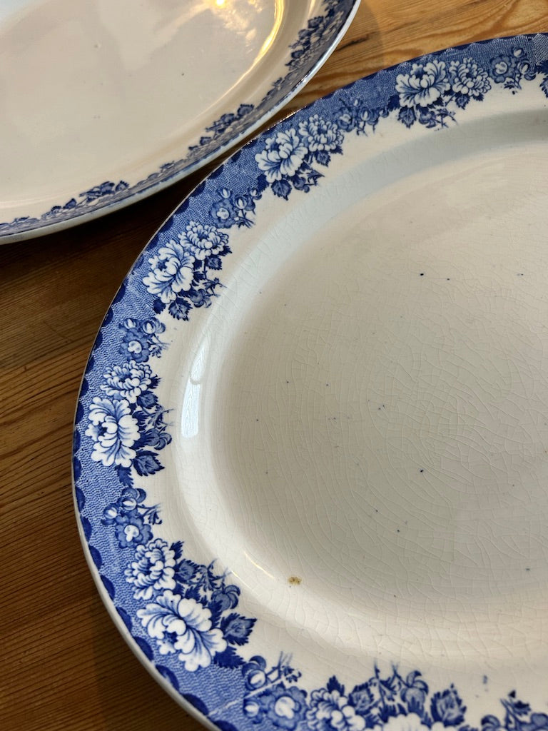 Pair of Vintage Oval Britannia Blue and White Plate Platters