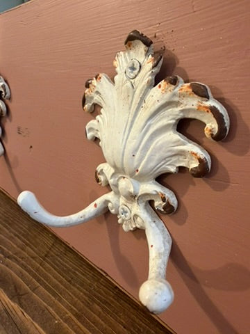 Painted Reclaimed Coat Hooks - Distressed Shabby Finish Terracota
