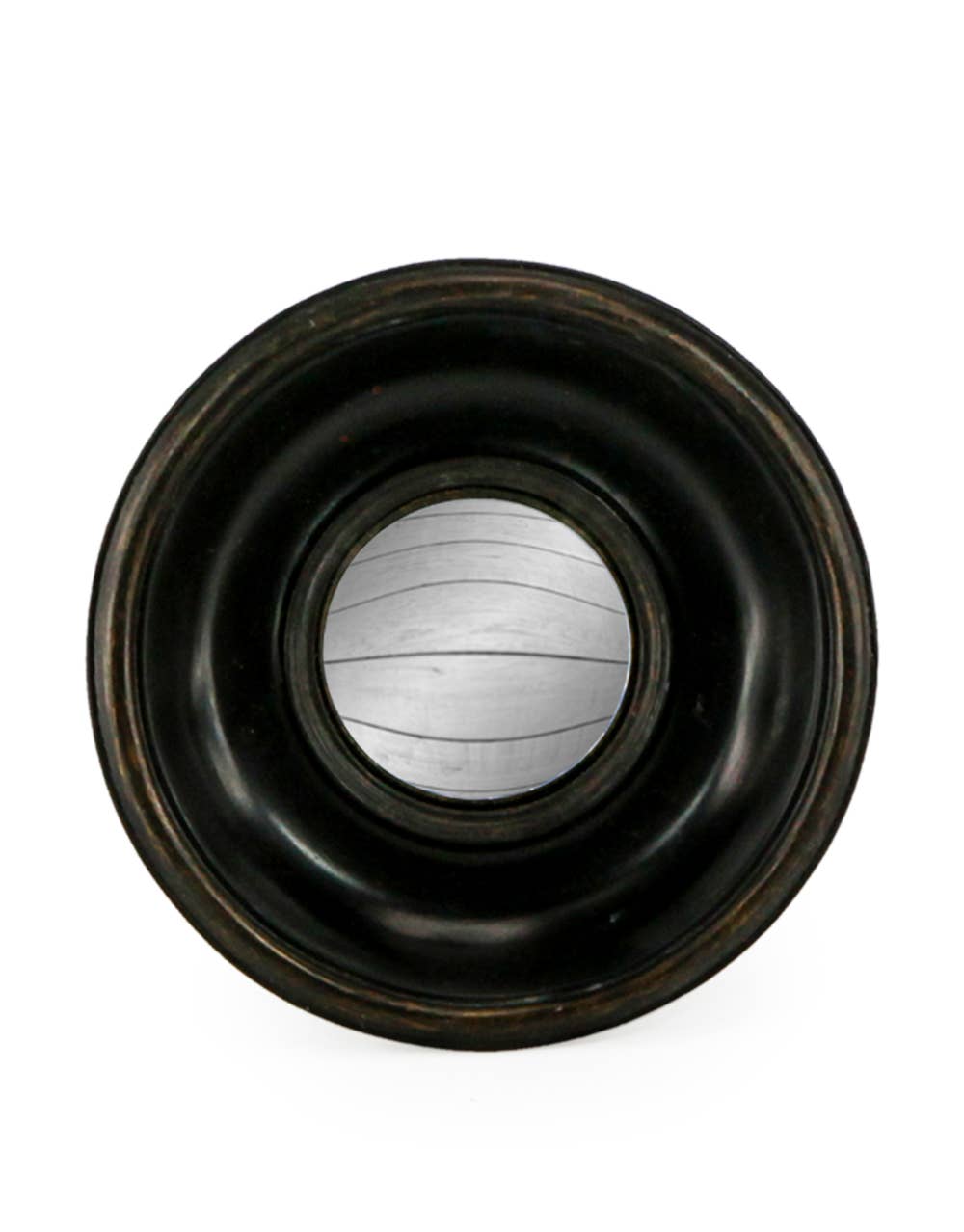 Vintage Style Antiqued Black Deep Framed Extra Small Convex Mirror - Perfect to add to a gallery wall.