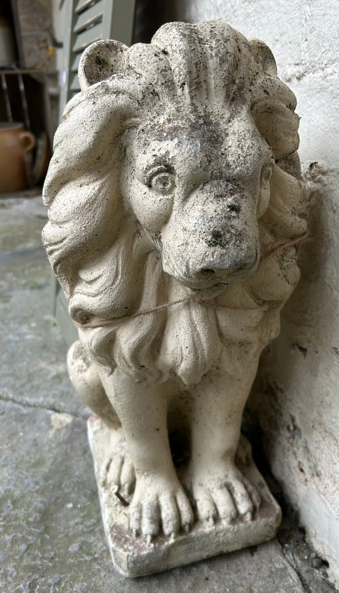 Vintage Concrete Lion Statue