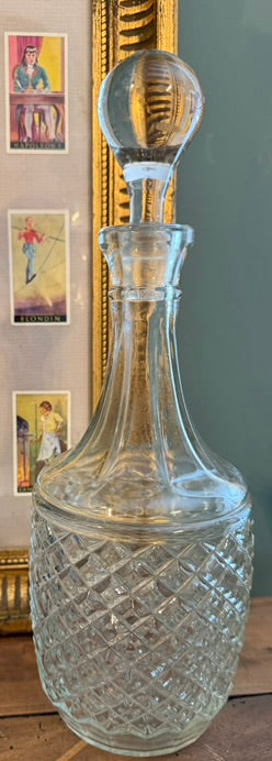 Vintage Cut Glass Decanter with Stopper *J