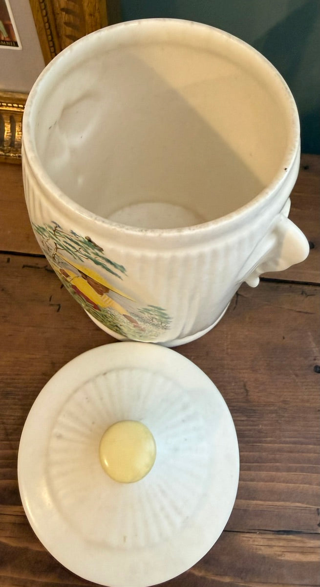 Vintage Sylvac Pottery White Pot - 1050's Tea Caddy Model 3372