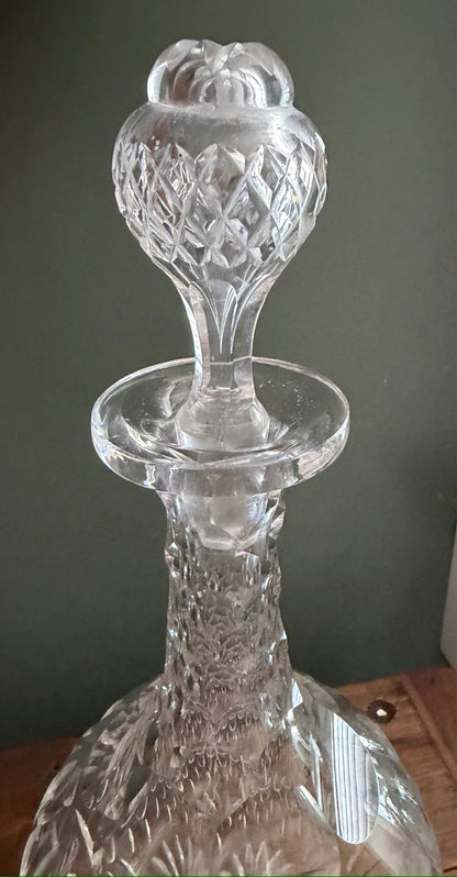 Vintage Cut Glass Decanter with Stopper *D