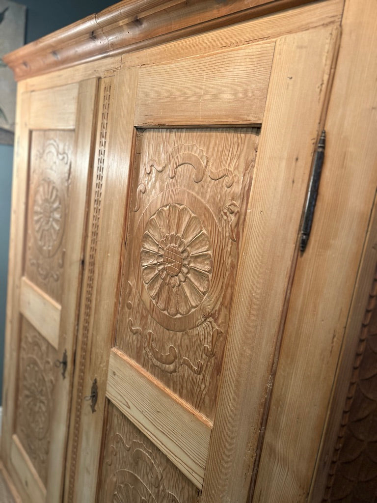 Antique Pine Wardrobe Armoire