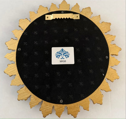 Gold Antiqued Round Port Hole style Sunburst Mirror - Medium Convex