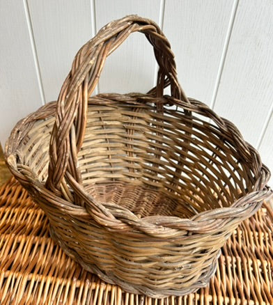 Vintage Oval Wicker Handled Basket