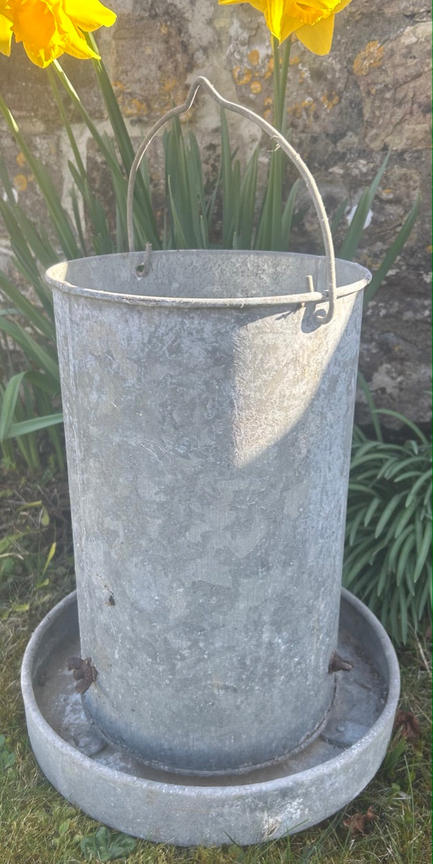 Reclaimed Galvanised Poultry Feeders - Great planters.