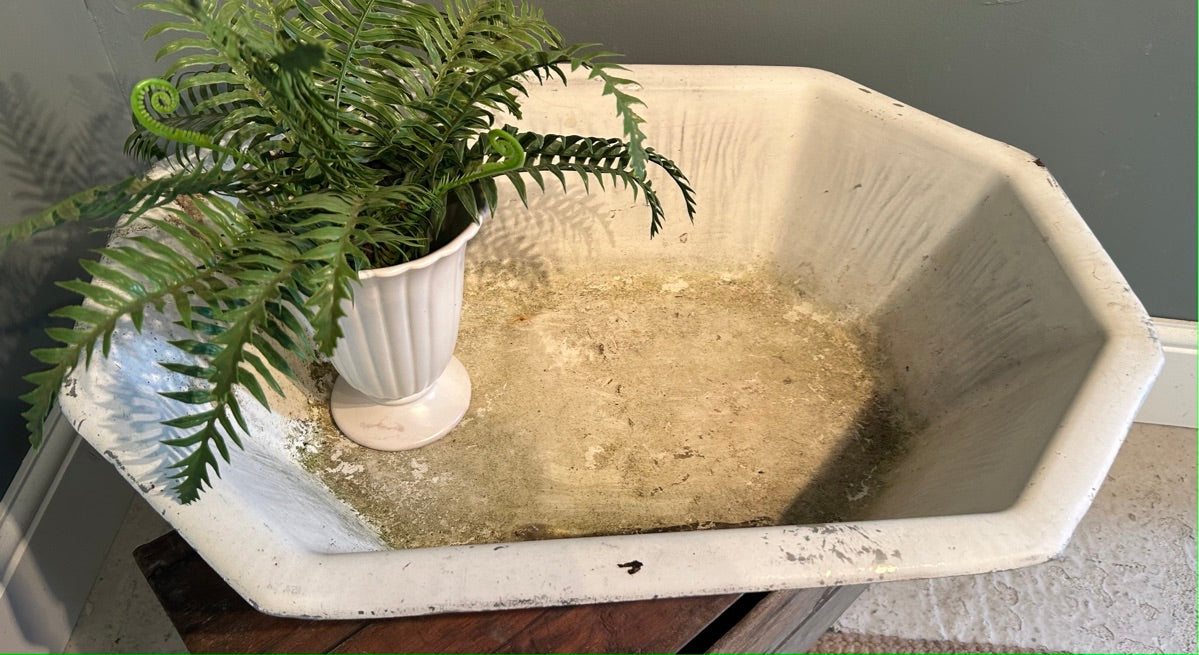 Oversized Vintage White Enamel Bath Tub - Planter / display