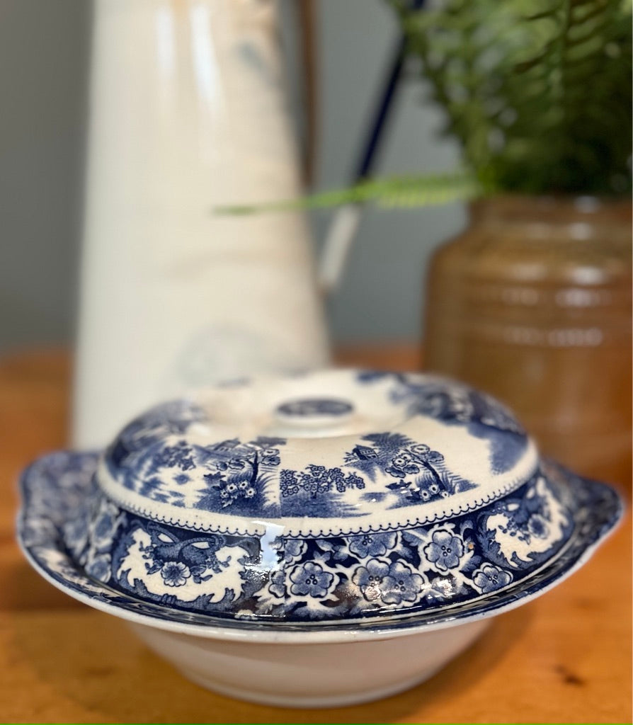 Vintage Blue and White Terrine Lidded Dish