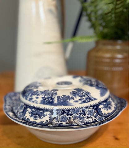 Vintage Blue and White Terrine Lidded Dish
