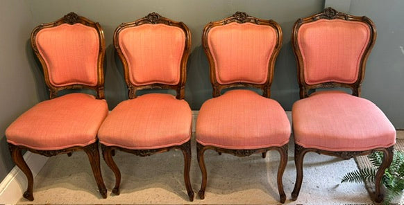 Set of 4 French Victorian Antique Dining Chairs