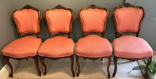 Set of 4 French Victorian Antique Dining Chairs