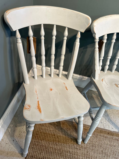 Two Painted Kitchen Dinning Chairs with a Shabby finish