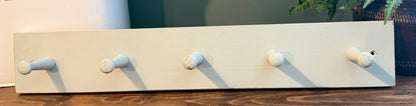 Painted Reclaimed Peg Hooks - Distressed Shabby Finish lIght Grey