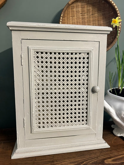Painted Small Rattan Front Wall Cupboard