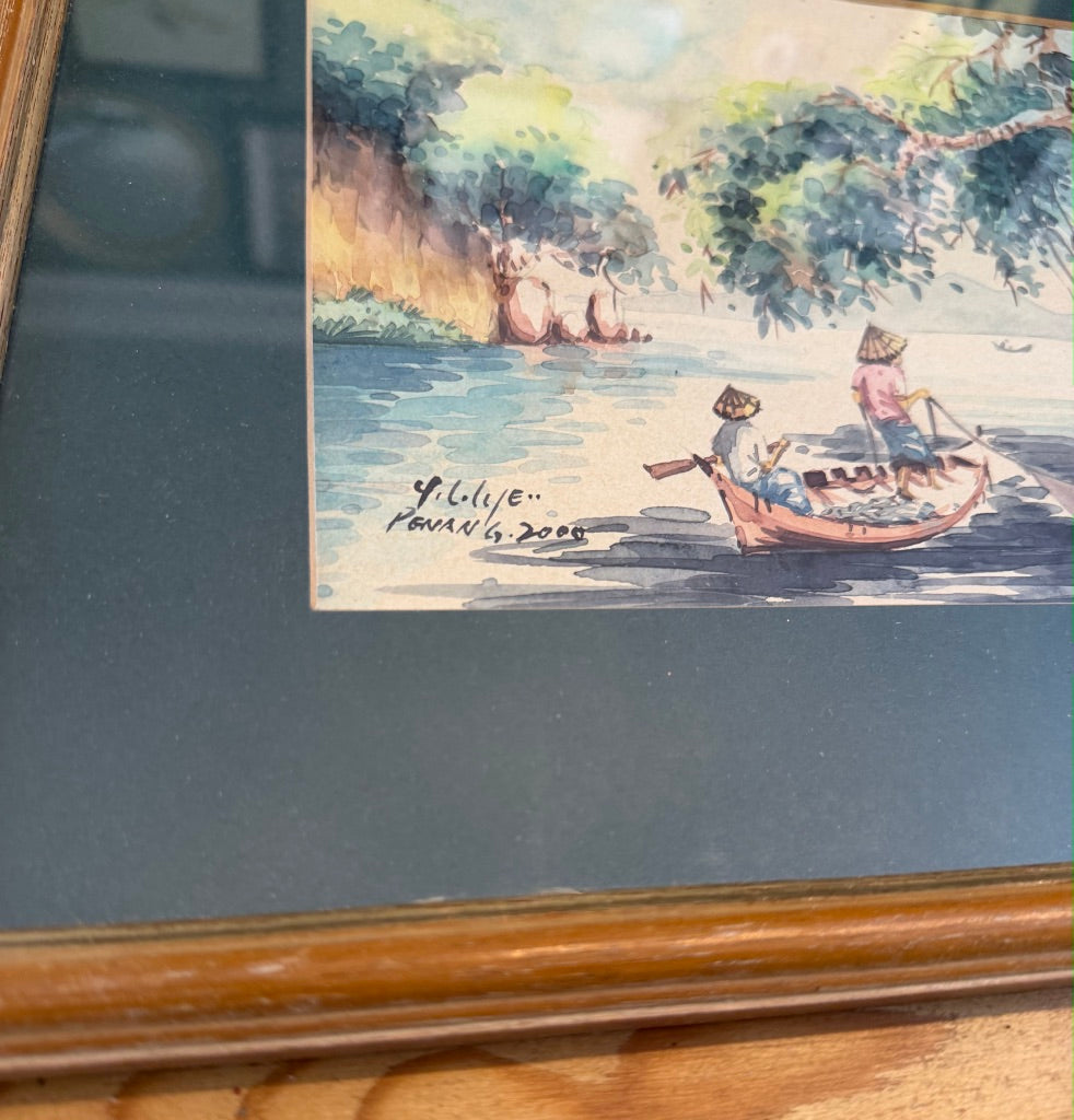 Pair of Vintage Framed Original Water Colour Paintings