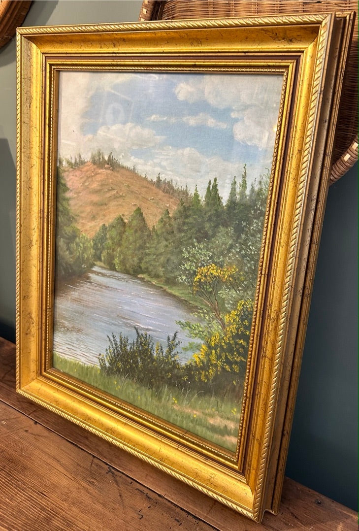 Vintage Landscape Framed Print of the River Awe