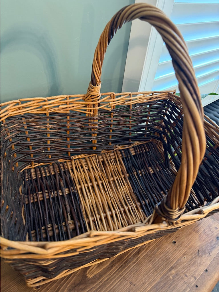 Dark Vintage Wicker Handled Basket