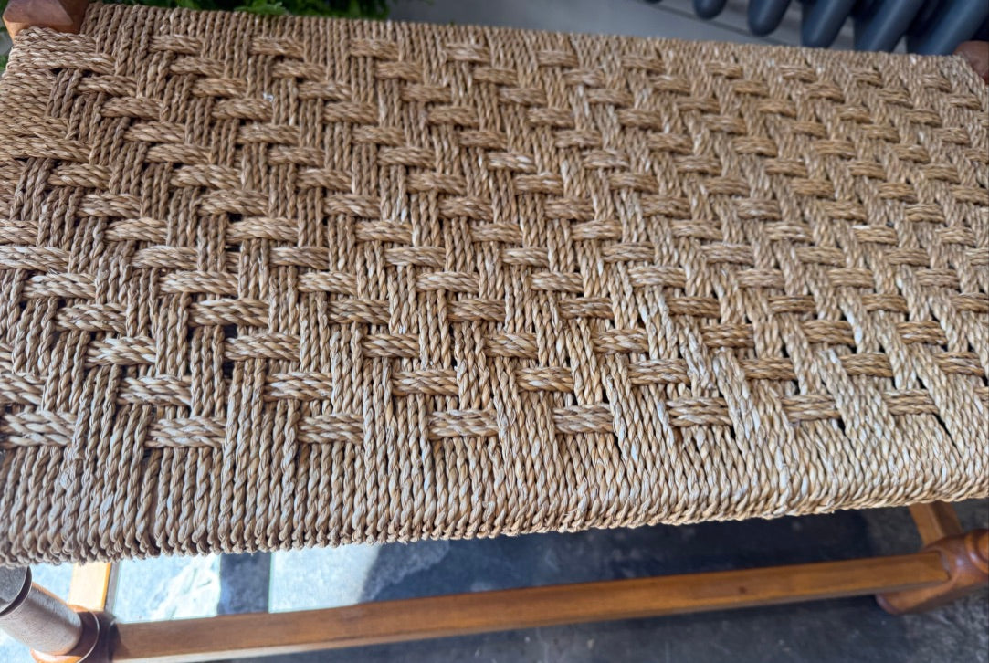 Double Vintage Woven Stool Bench