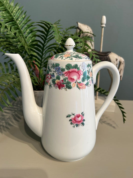 Vintage Floral Crown Bone China Coffee Pot - Thousand Flowers