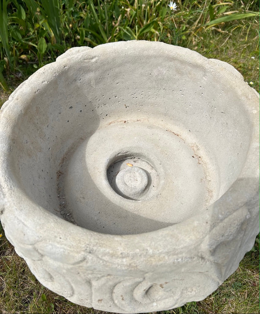 Pair of Concrete Ornate Planters
